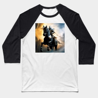 Knight Riding a Black Horse Baseball T-Shirt